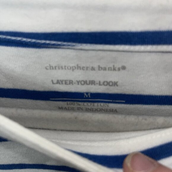 Christopher & Banks Women Striped 3/4 Sleeve Crew Neck T-Shirts Set of 2 Med - Picture 4 of 6